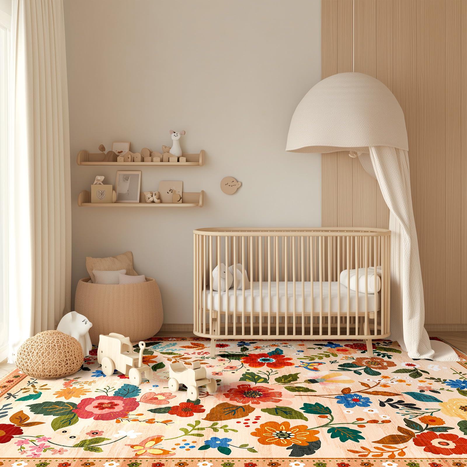 UNICO Rombus両面プリントラグ　120x180cm Amazon.com: RELEANY Floral 9x12 Area Rug Machine Washable